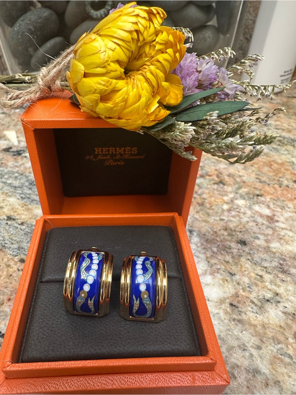 Hermes serpent and pearl clip on earrings